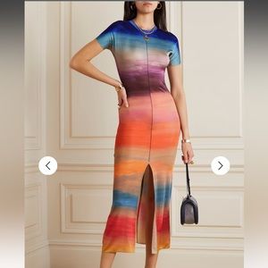 Marni silky sheer knit gradient ombré midi dress